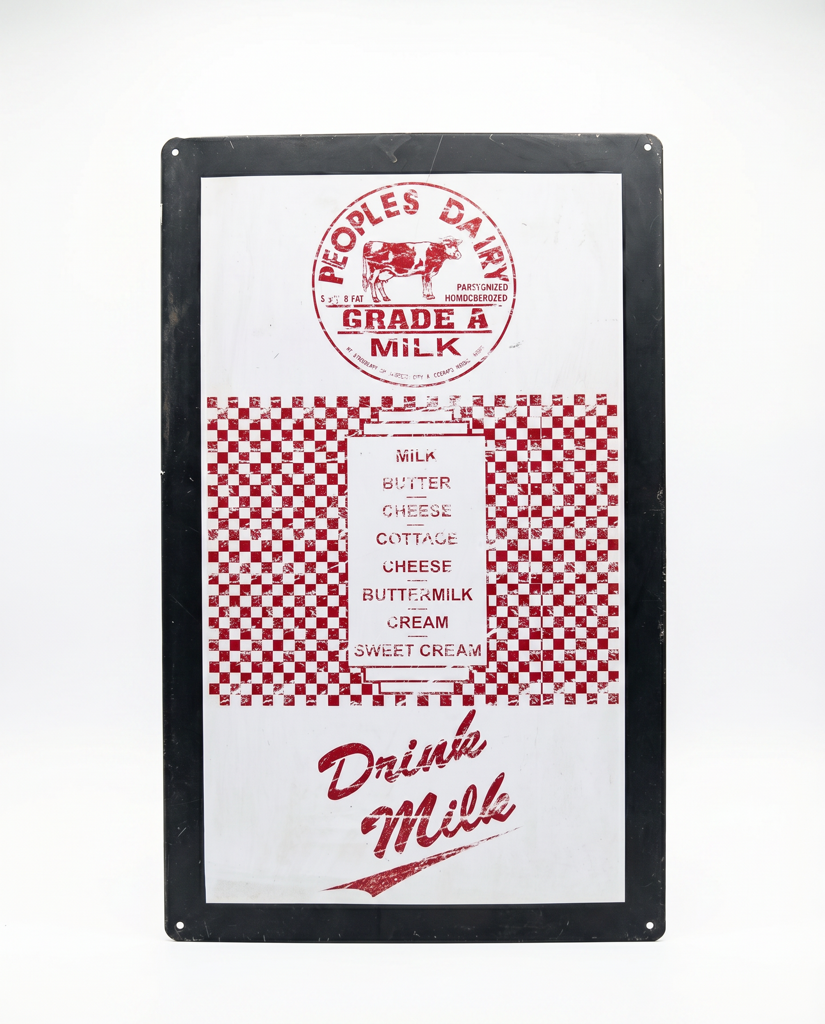Peoples Dairy Grade A Milk Metal Sign