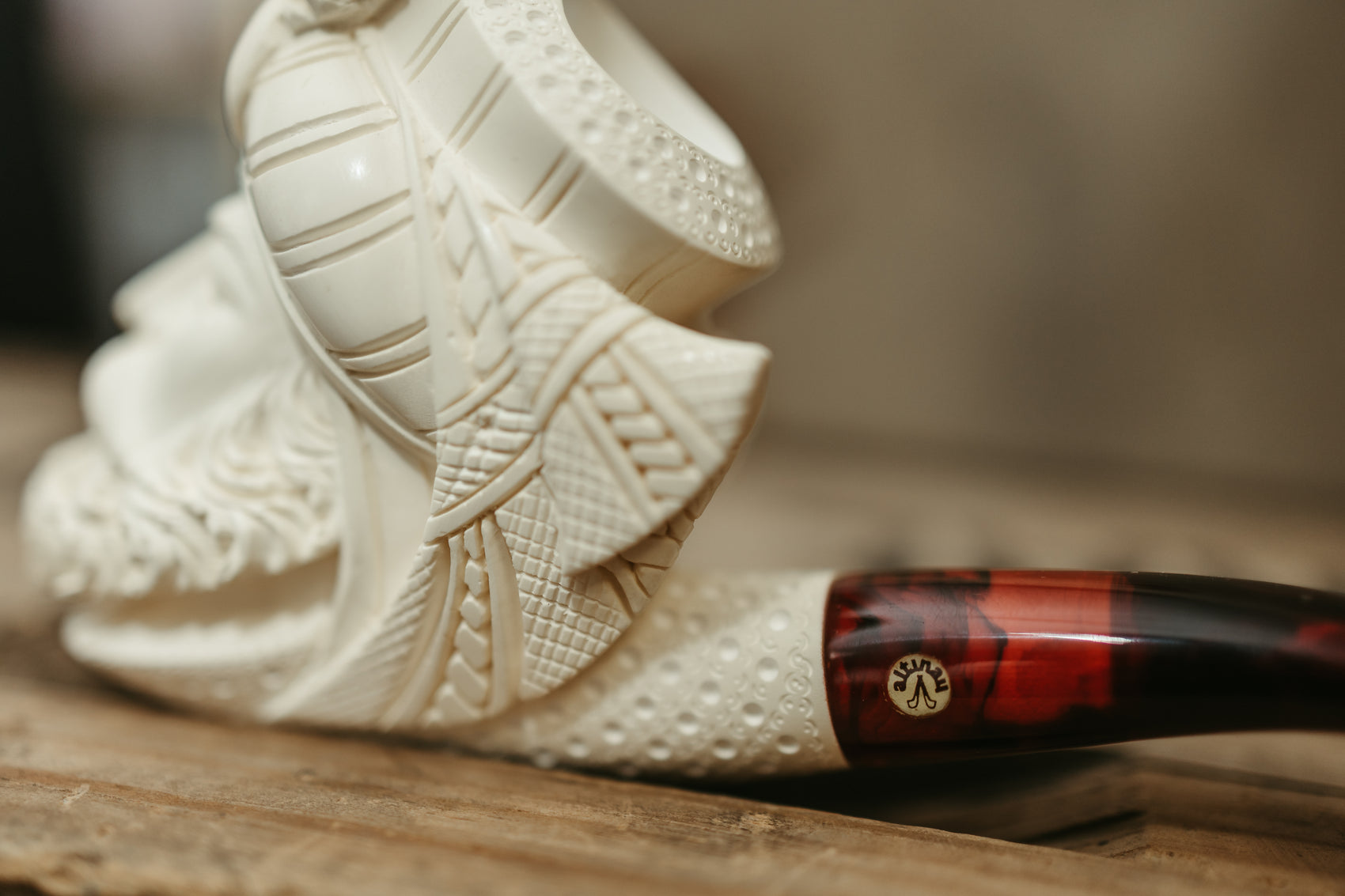 Hand-Carved Meerschaum Pipe — Sultan Portrait with Case
