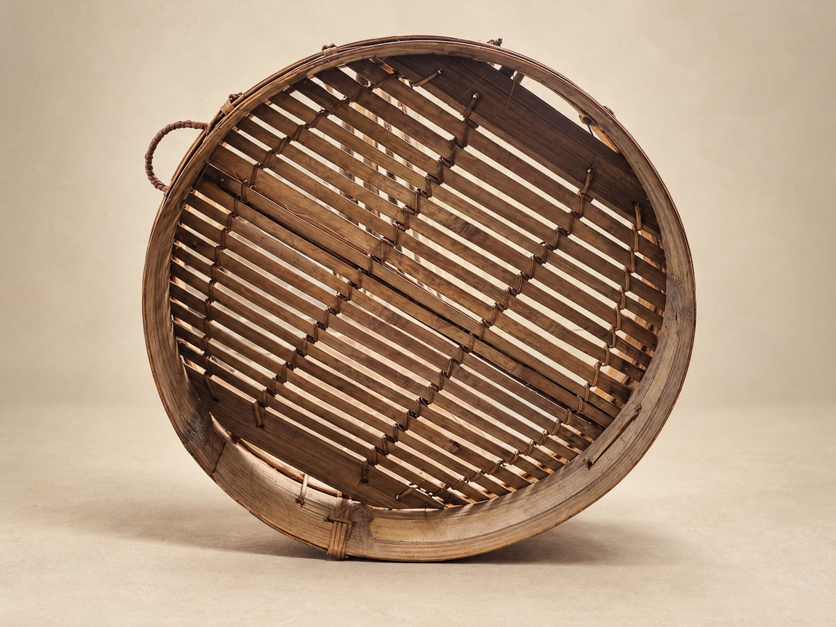Vintage Handwoven Bamboo Winnowing Basket