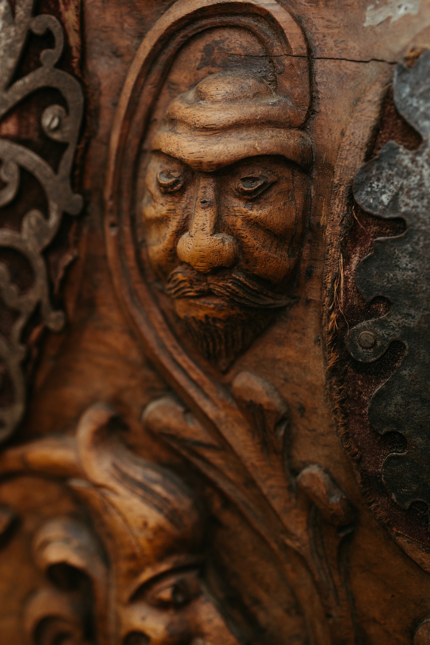 Antique Hand-Carved Mythical Panel