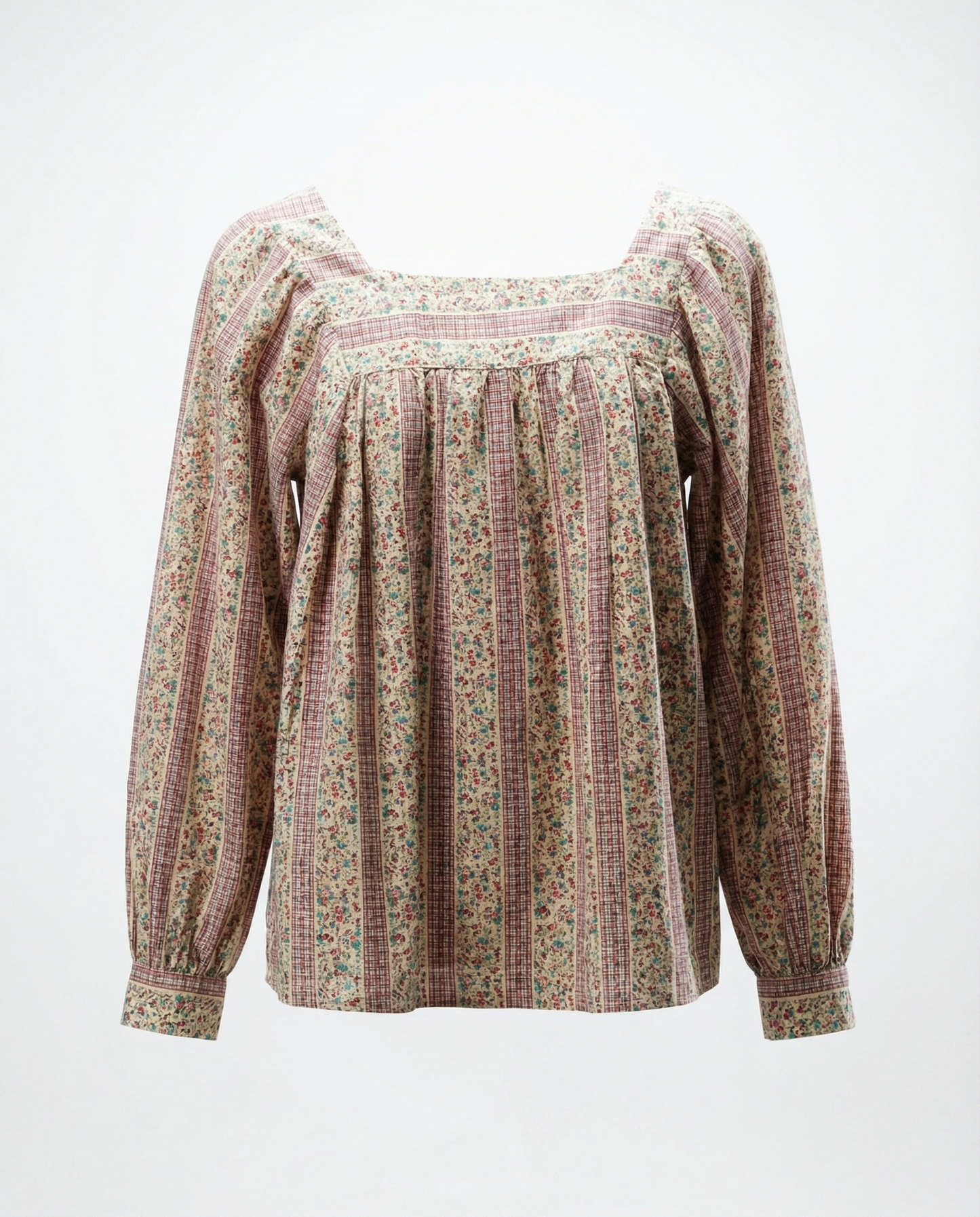 Vintage Floral Stripe Prairie Blouse