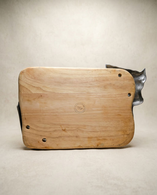 Vintage Bull Carving Board & Serving Tray with Cast Aluminum Longhorn Handles
