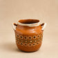 Handcrafted Mexican Folk Art Pottery Olla Vase with Floral Dot Decoration