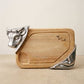 Vintage Bull Carving Board & Serving Tray with Cast Aluminum Longhorn Handles