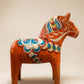 Hand-Painted Swedish Dala Horse Folk Art Sculpture – Orange