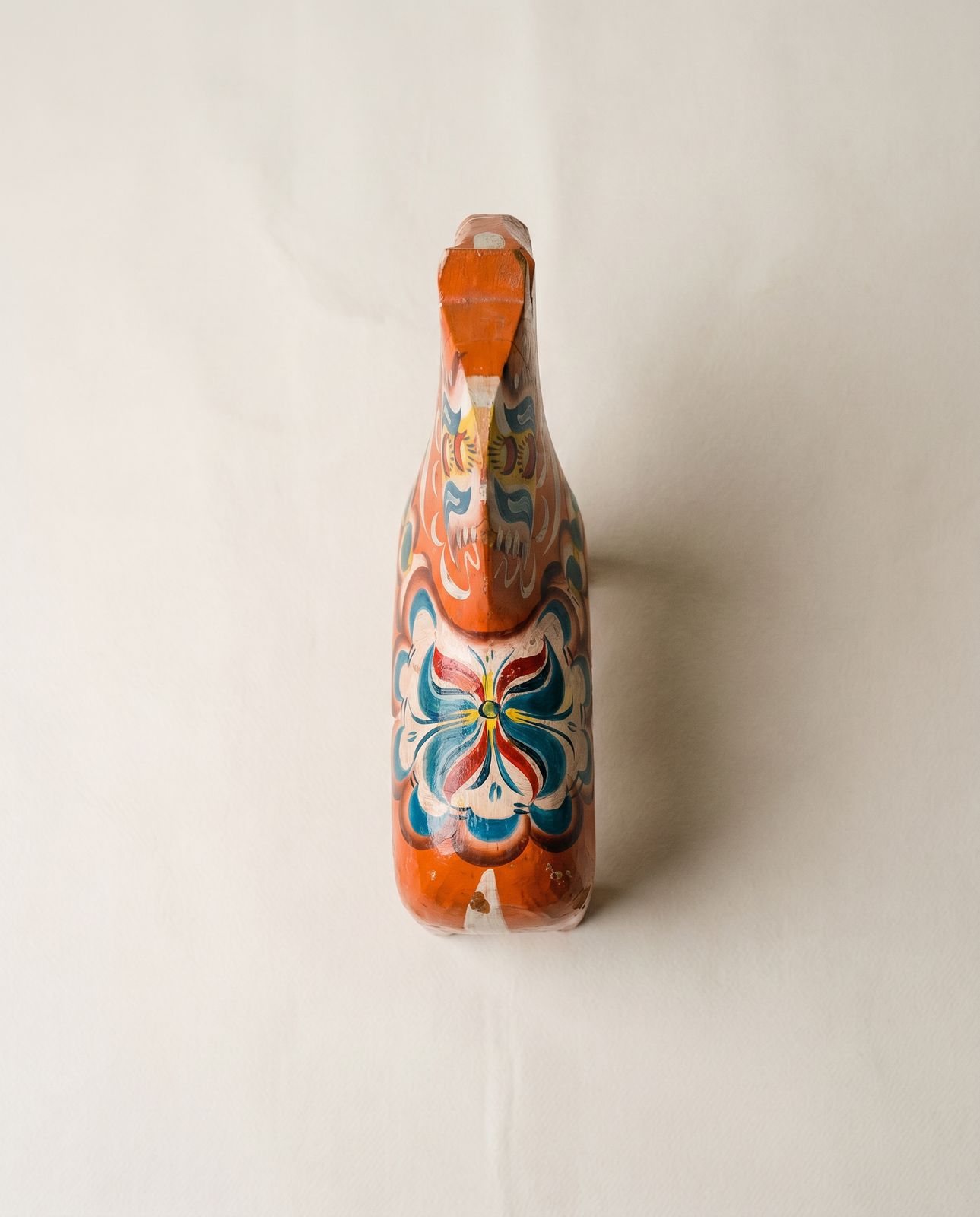 Hand-Painted Swedish Dala Horse Folk Art Sculpture – Orange