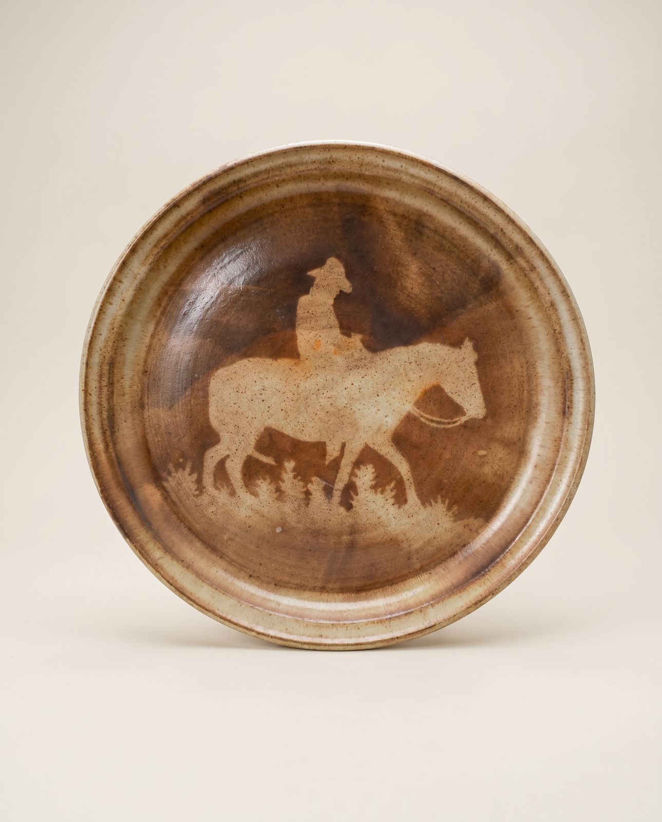 Signed Anspach Western Studio Pottery Wall Platter – Pinedale, Wyoming