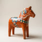 Hand-Painted Swedish Dala Horse Folk Art Sculpture – Orange