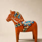 Hand-Painted Swedish Dala Horse Folk Art Sculpture – Orange