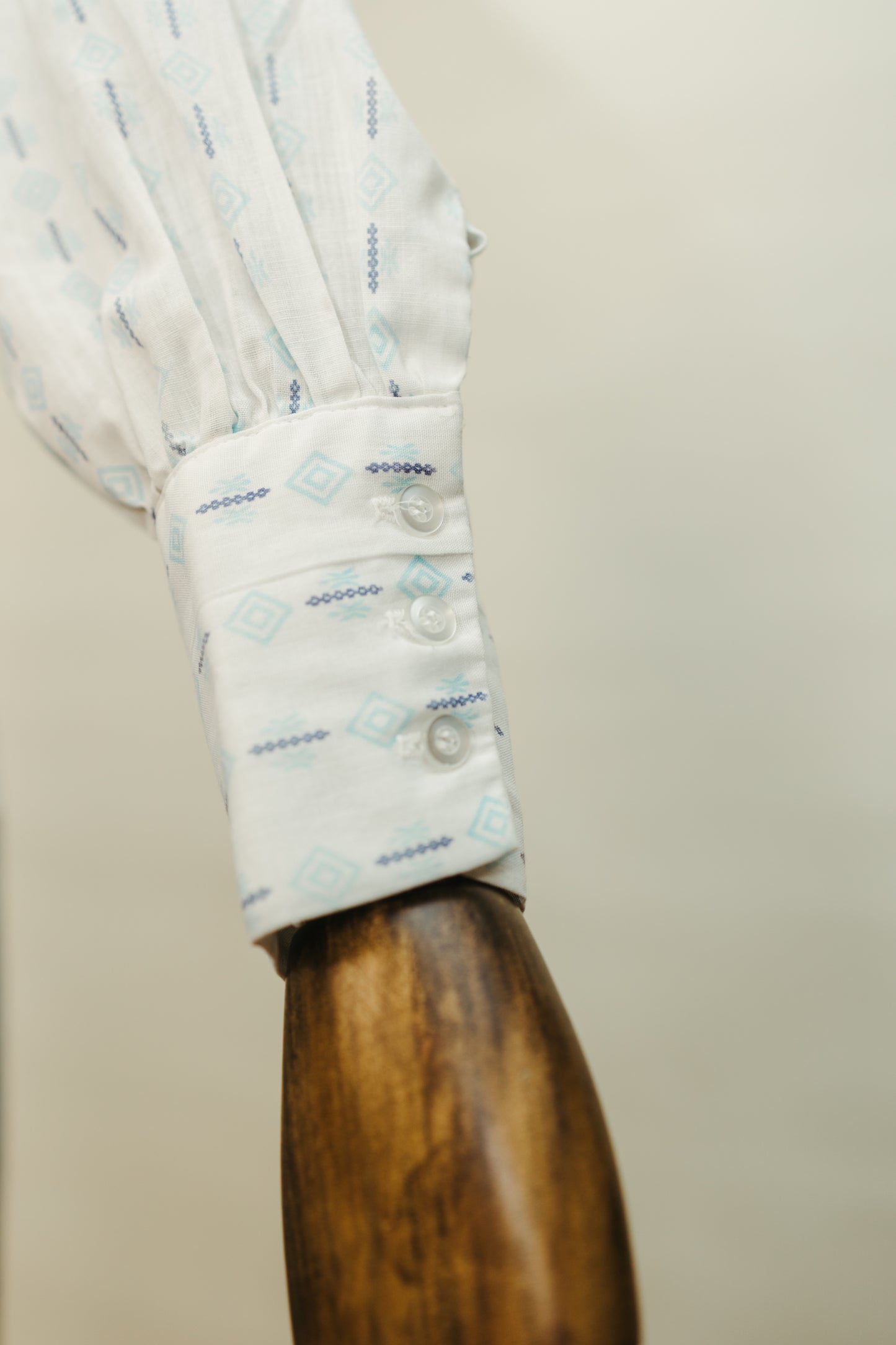 Vintage 1970s Printed Cotton Blouse with Western Collar