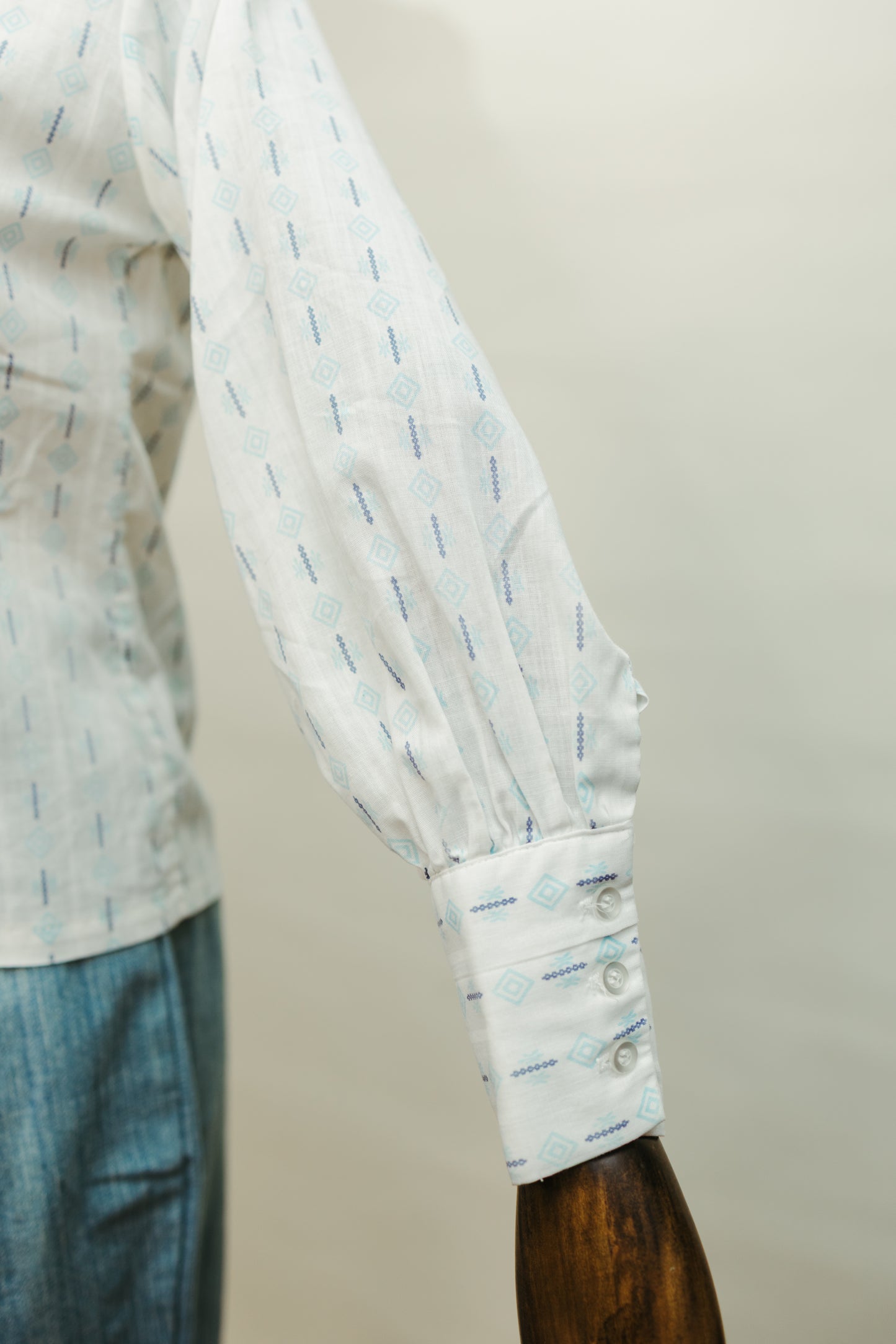 Vintage 1970s Printed Cotton Blouse with Western Collar