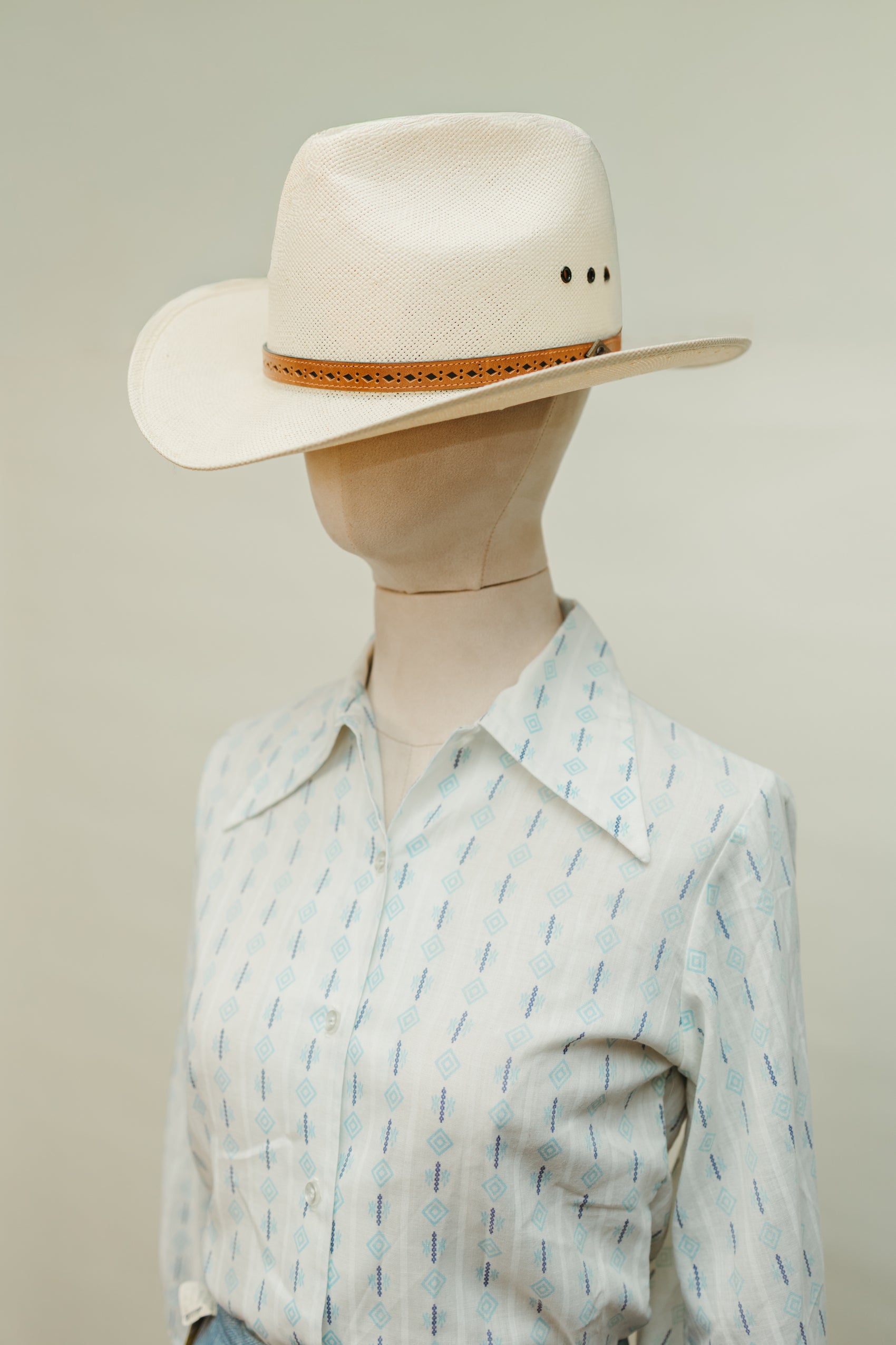 Vintage 1970s Printed Cotton Blouse with Western Collar