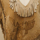 Hand Crafted Suede Leather Fringe Poncho with Hummingbird & Floral Tooling