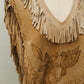 Hand Crafted Suede Leather Fringe Poncho with Hummingbird & Floral Tooling