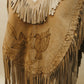 Hand Crafted Suede Leather Fringe Poncho with Hummingbird & Floral Tooling