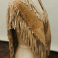 Hand Crafted Suede Leather Fringe Poncho with Hummingbird & Floral Tooling