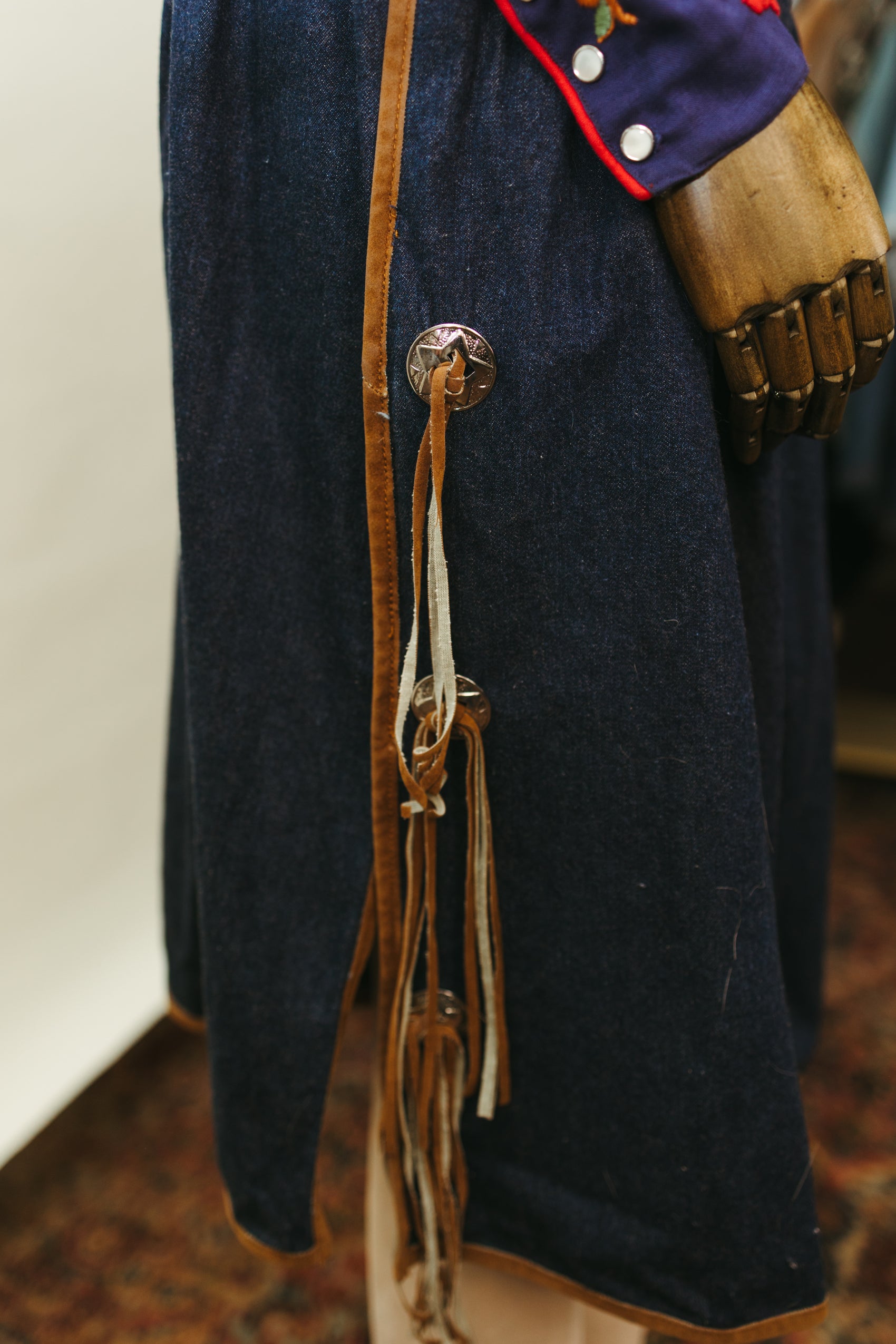1970s Denim Gaucho Culottes with Leather Fringe and Conchos * COMING SOON*