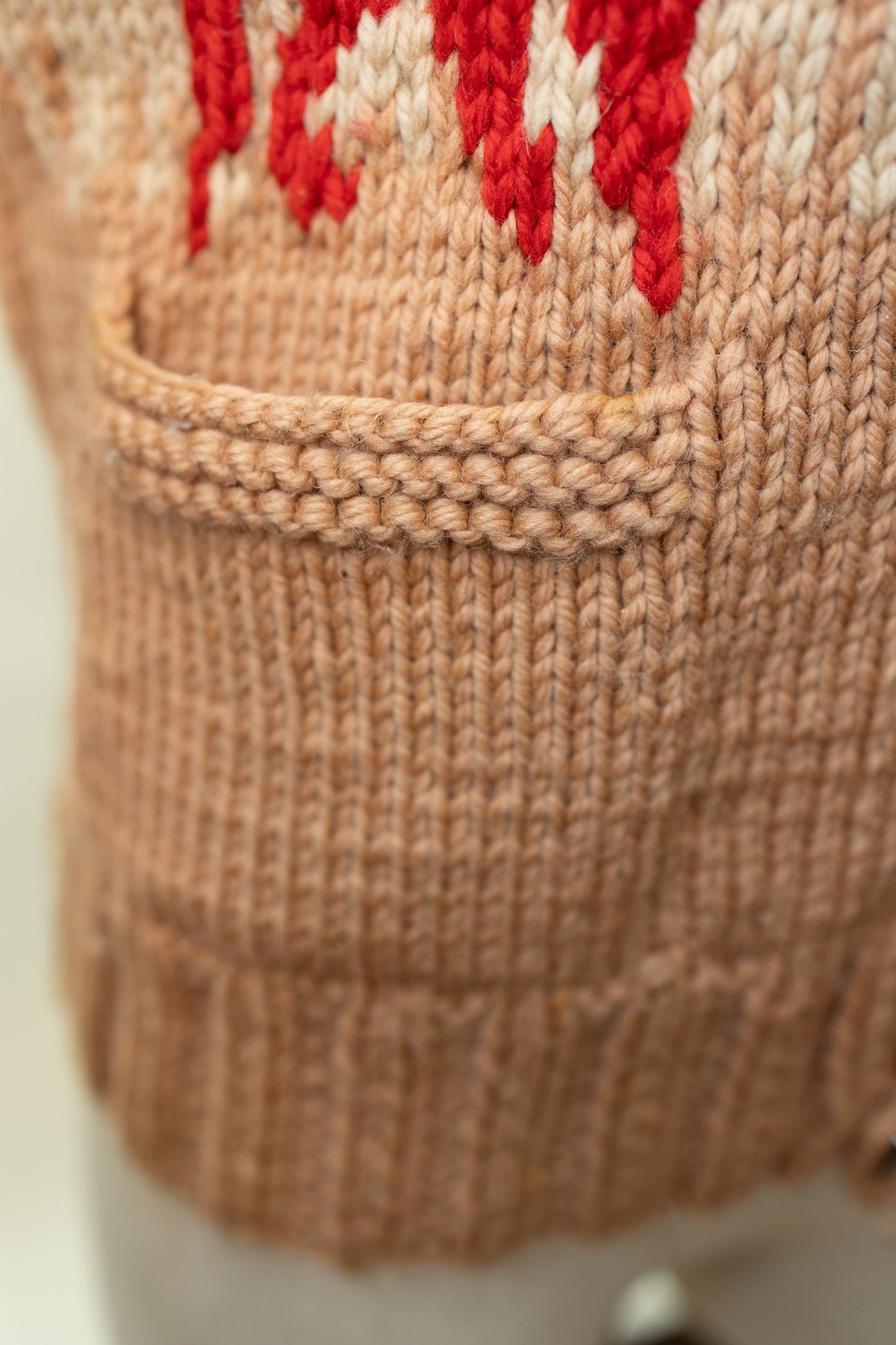 Vintage Hand-Knit Western Hunting Sweater – 1970s Cowichan-Style Wool Cardigan