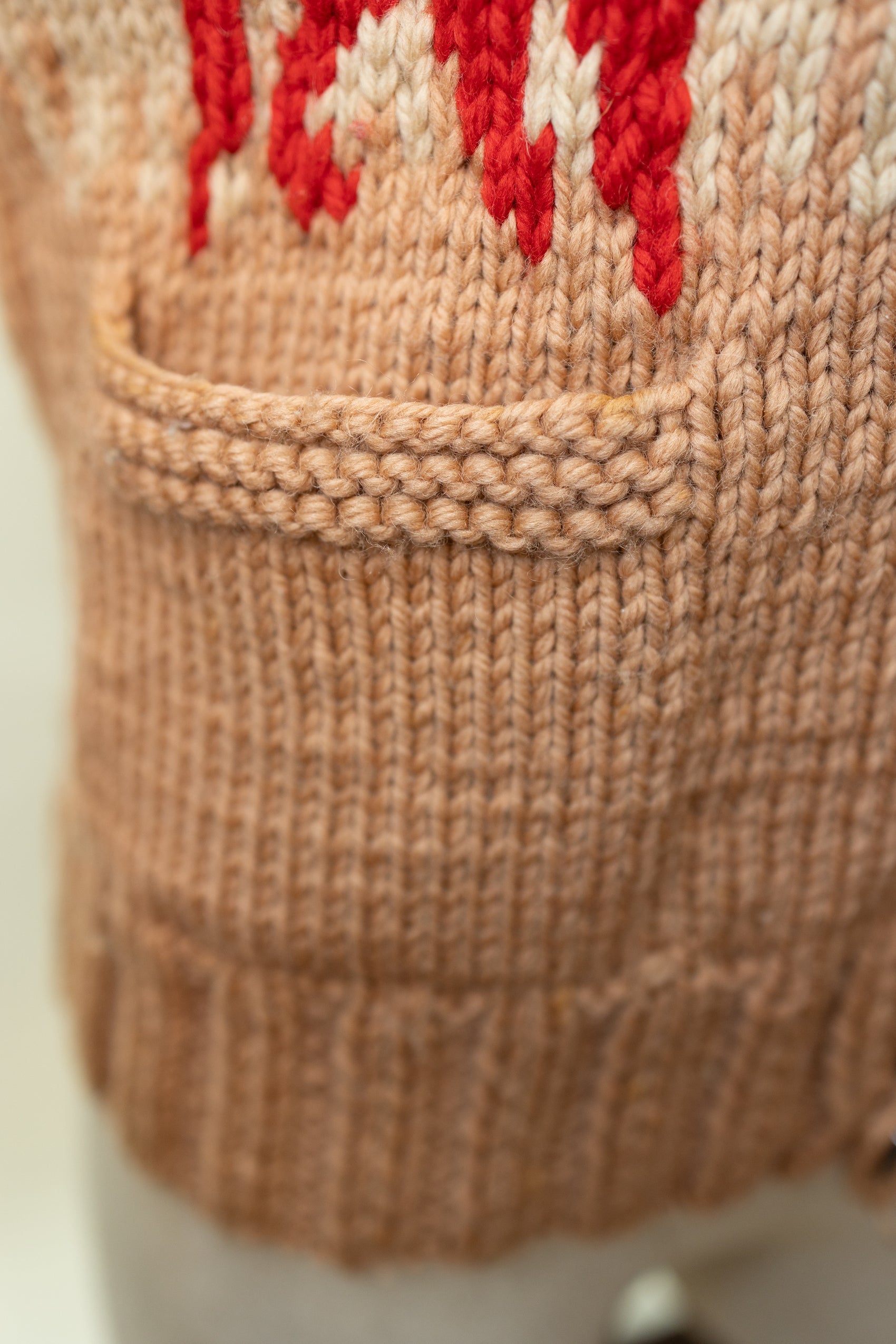 Vintage Hand-Knit Western Hunting Sweater – 1970s Cowichan-Style Wool Cardigan