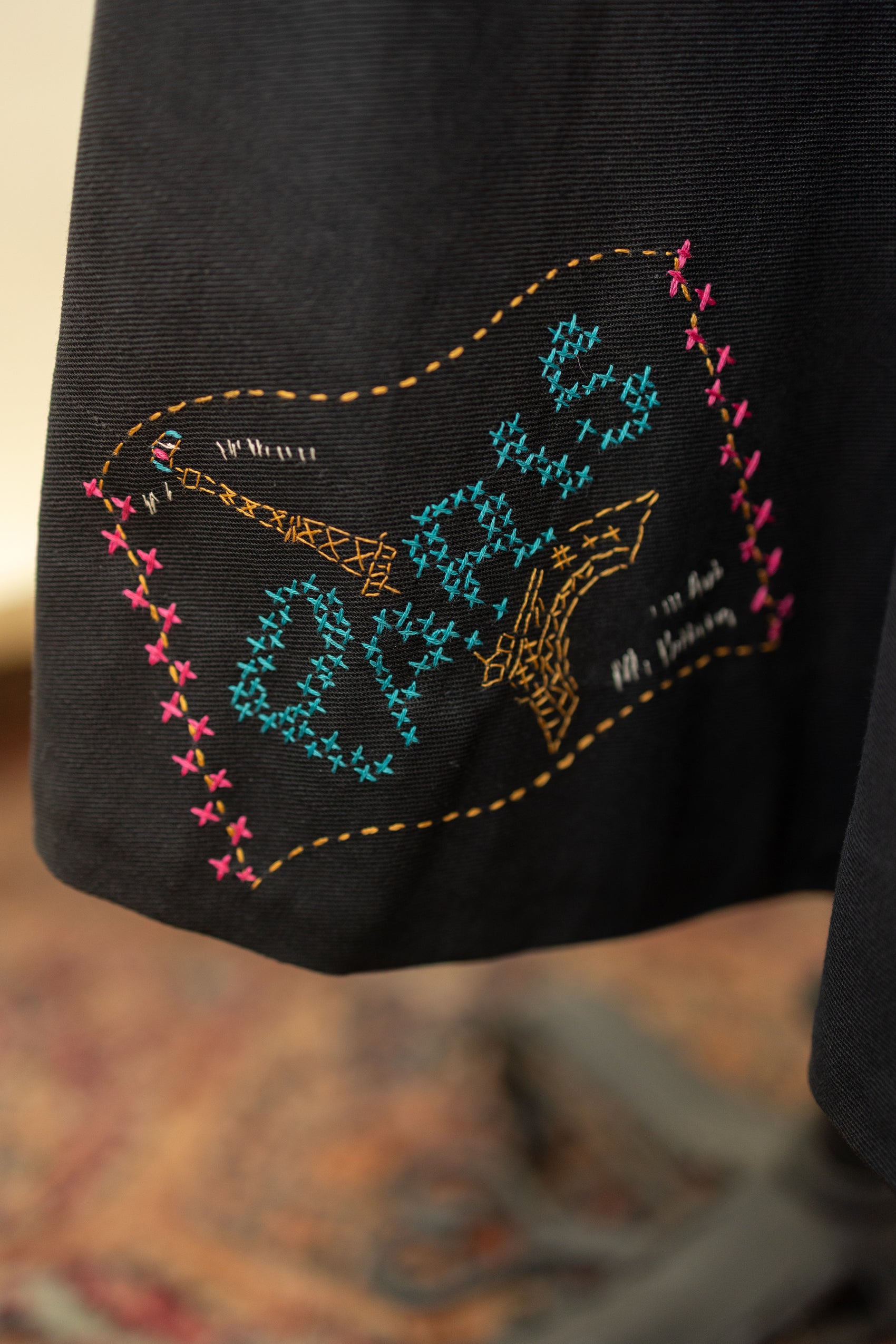 Vintage 1950s Mexican Circle Skirt – Hand-Embroidered Folk Art Design