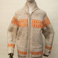 Vintage Hand-Knit Wool Zip Cardigan with Orange Pattern *COMING SOON*