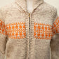 Vintage Hand-Knit Wool Zip Cardigan with Orange Pattern *COMING SOON*