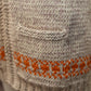 Vintage Hand-Knit Wool Zip Cardigan with Orange Pattern *COMING SOON*