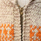 Vintage Hand-Knit Wool Zip Cardigan with Orange Pattern *COMING SOON*