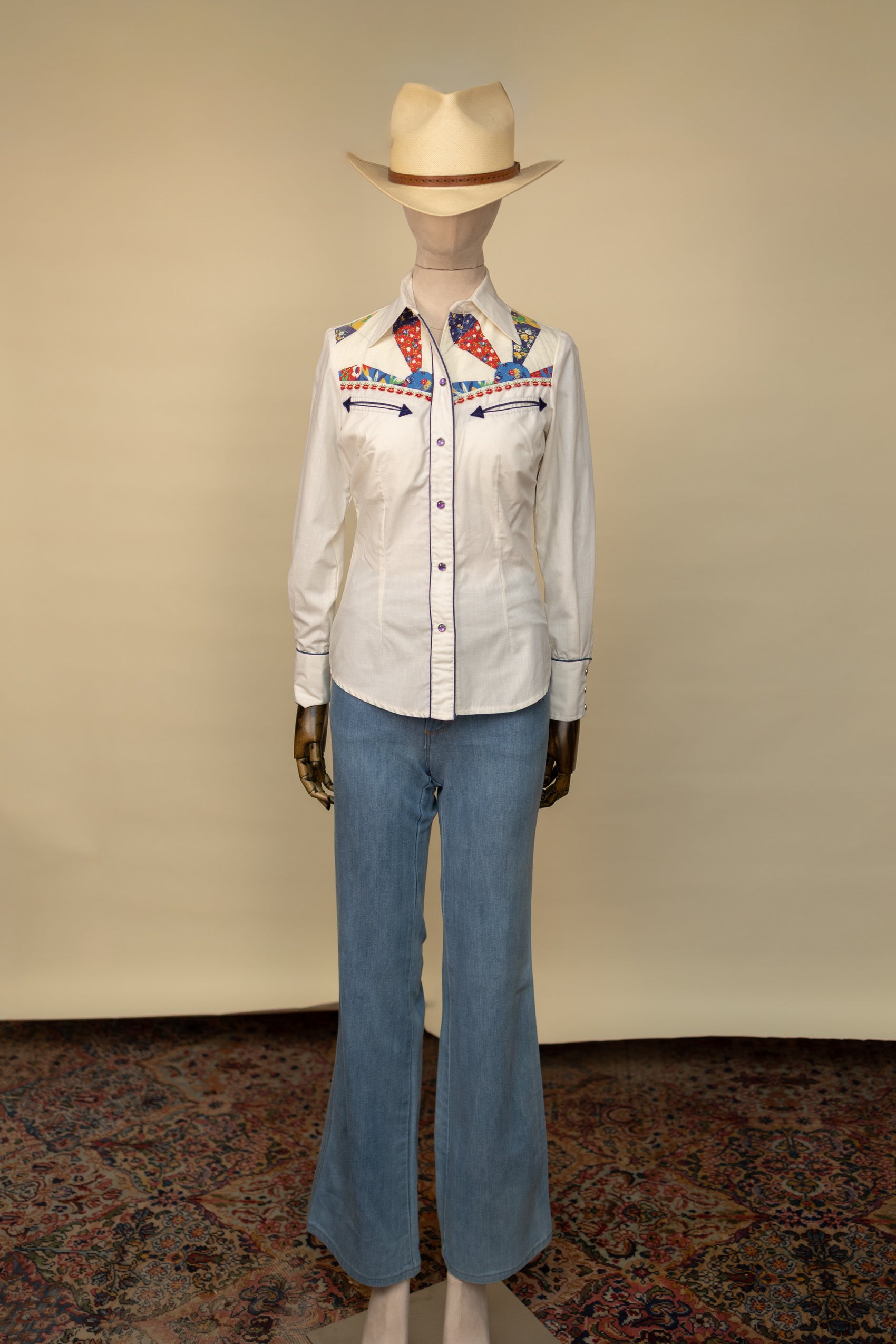 1970s Patchwork Western Shirt – Small