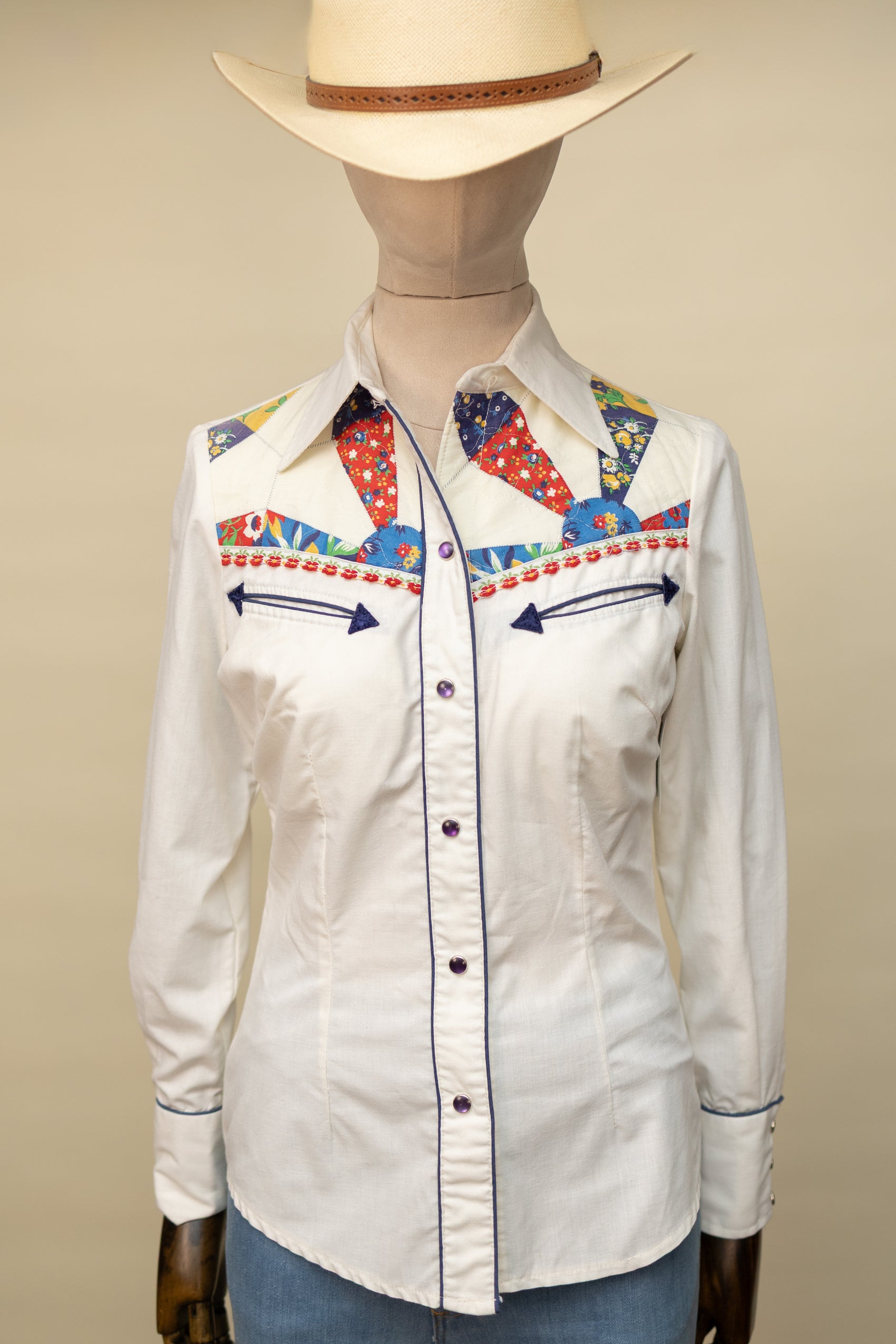 1970s Patchwork Western Shirt – Small
