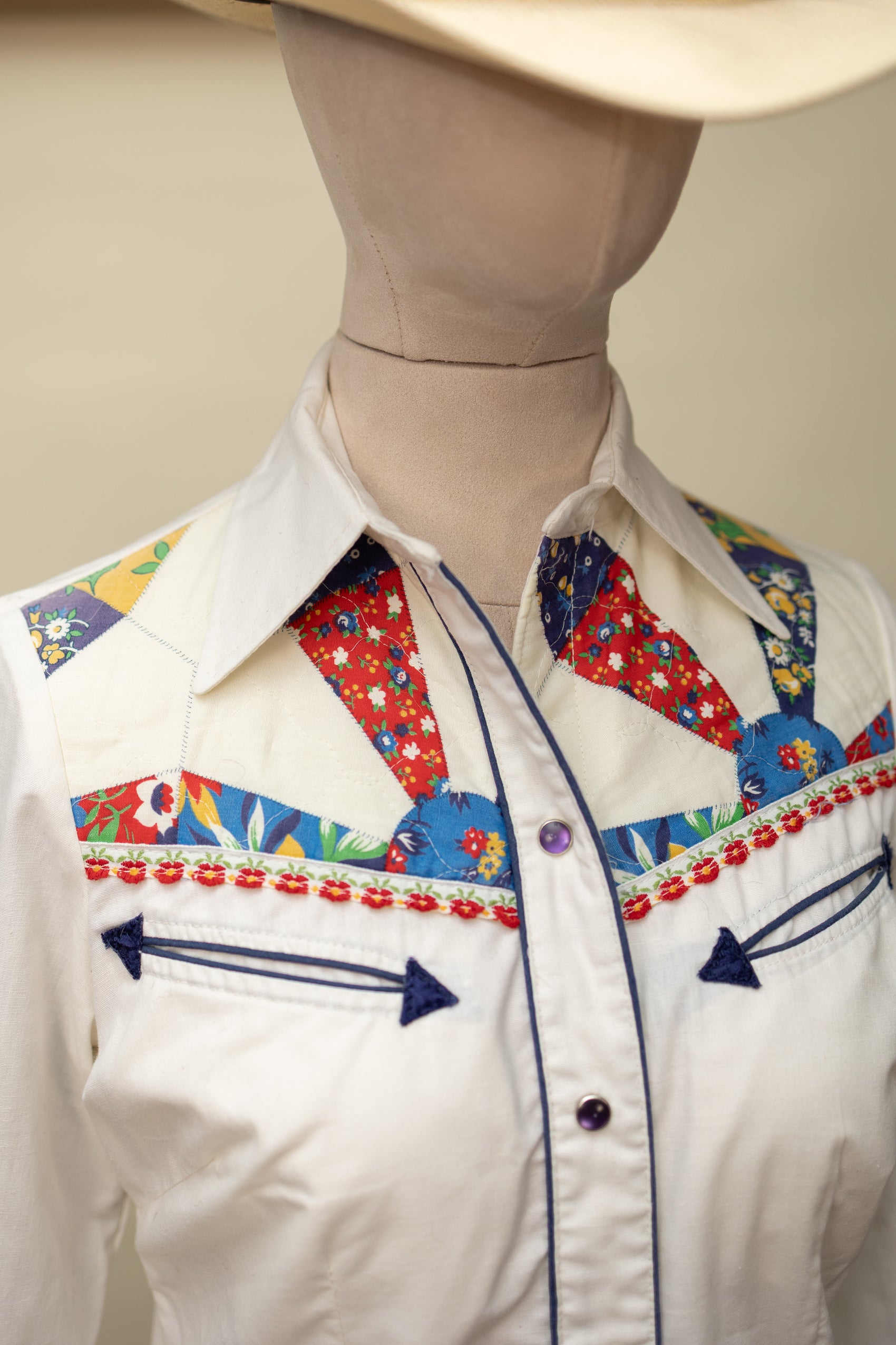 1970s Patchwork Western Shirt – Small