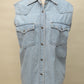 Vintage Sleeveless Denim Western Shirt – Light Wash