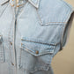 Vintage Sleeveless Denim Western Shirt – Light Wash