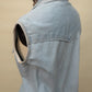 Vintage Sleeveless Denim Western Shirt – Light Wash