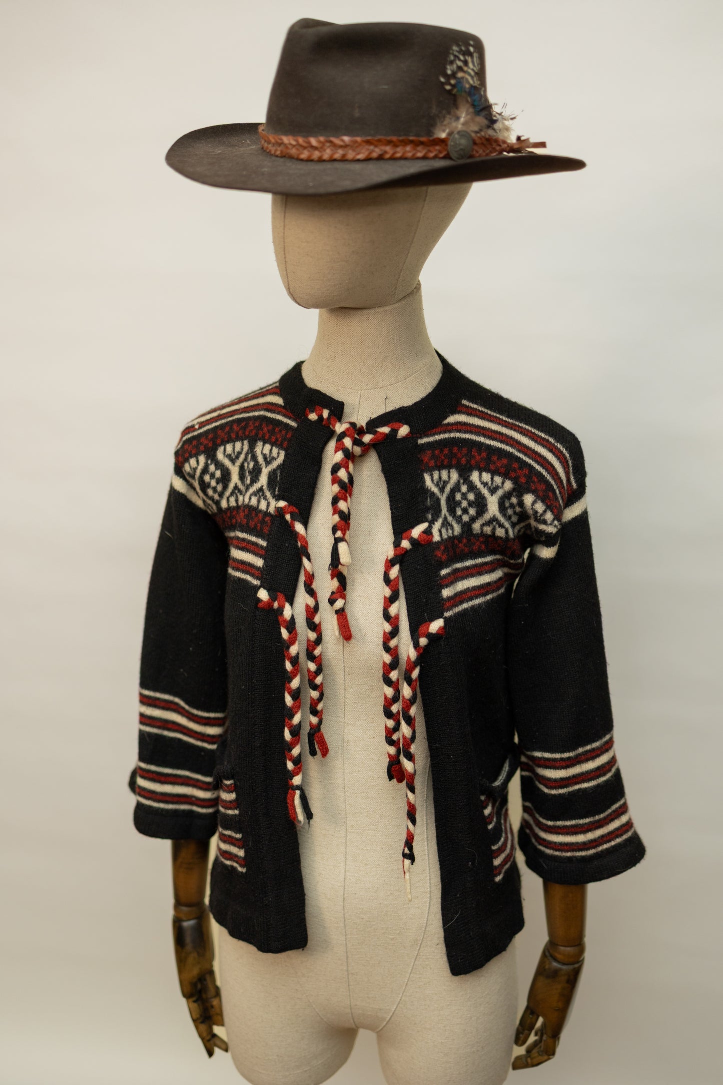 Vintage Hand-Knit Nordic Wool Cardigan
