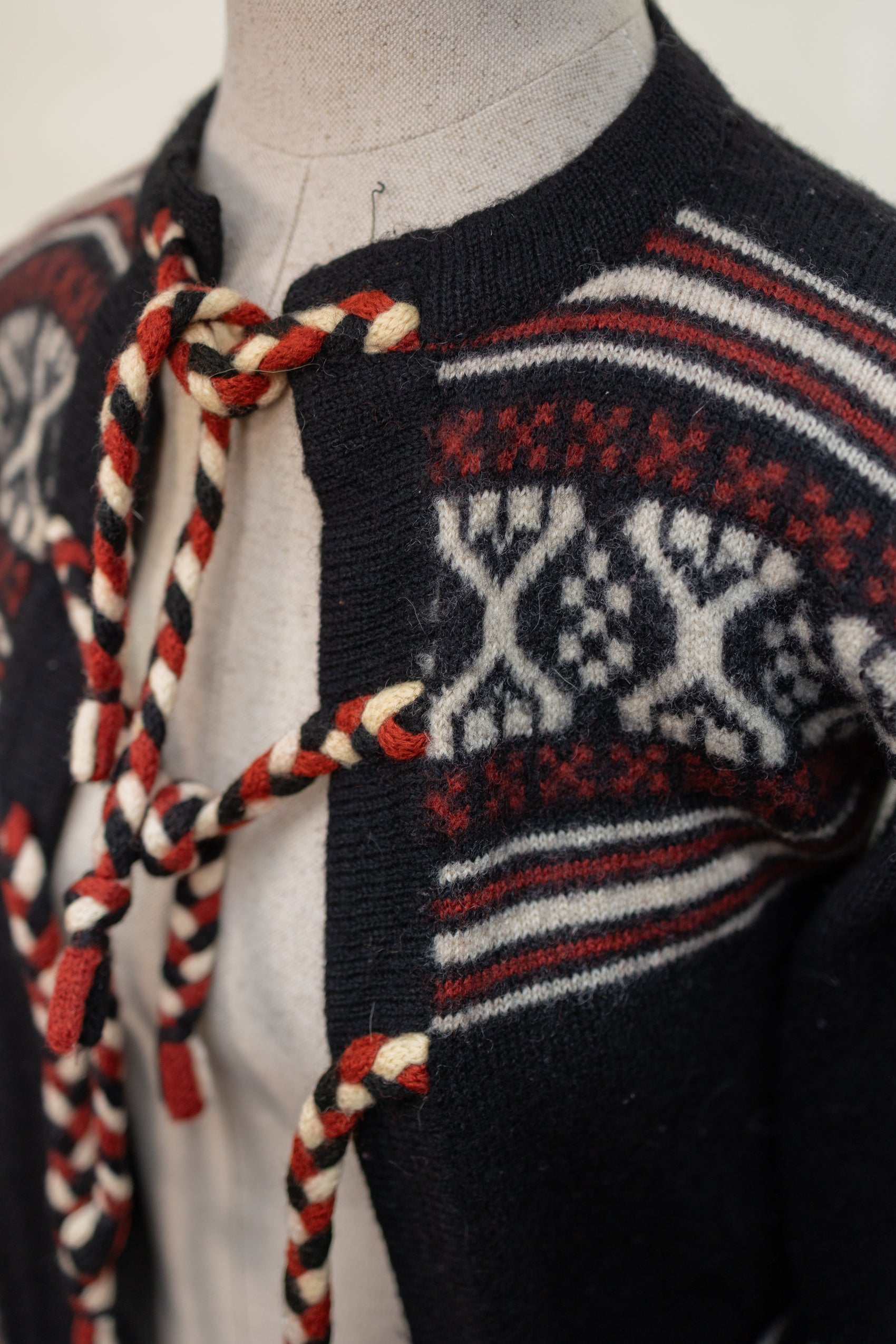 Vintage Hand-Knit Nordic Wool Cardigan