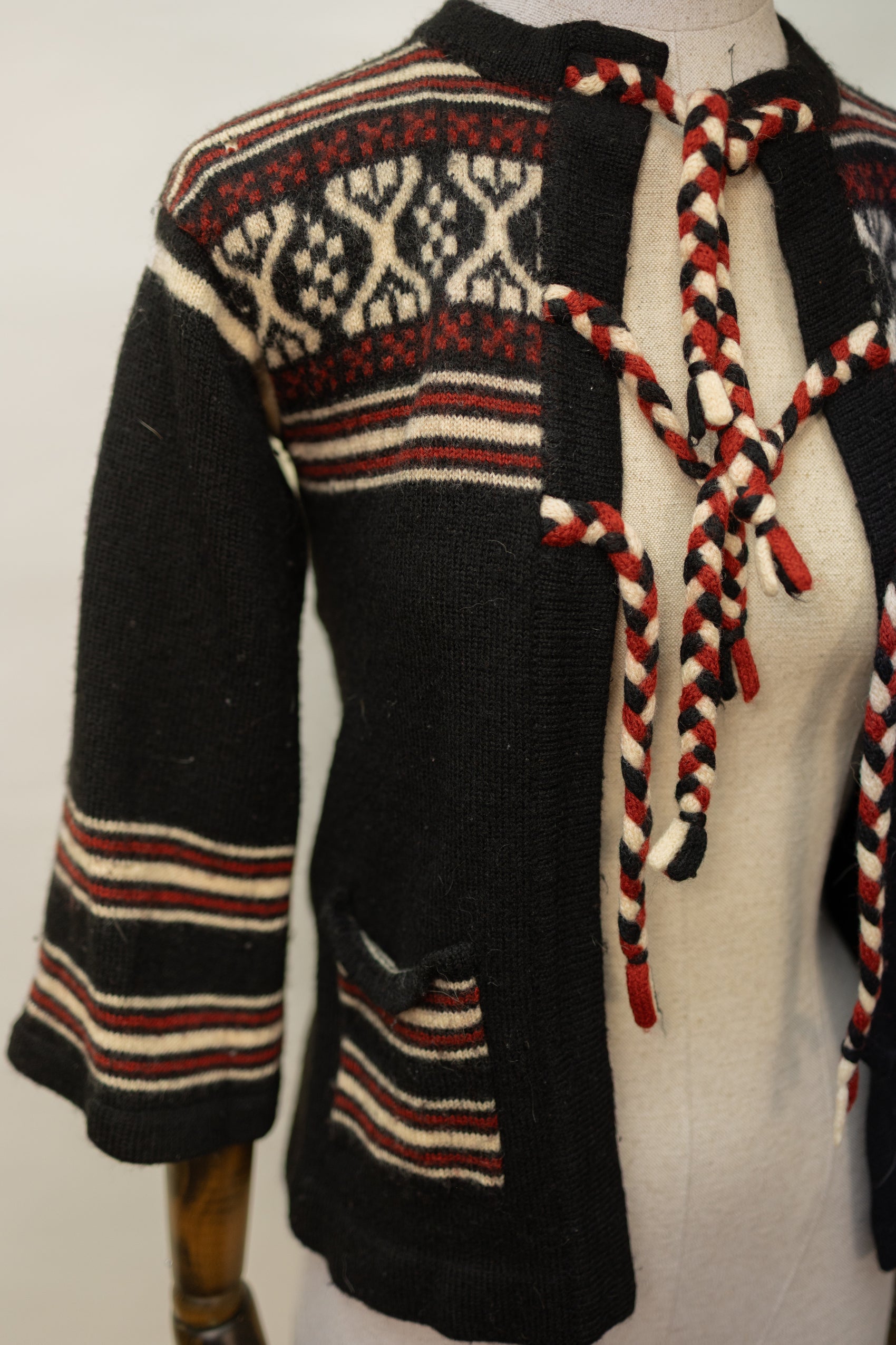 Vintage Hand-Knit Nordic Wool Cardigan