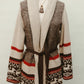 Southwestern-Inspired Belted Cardigan – Horses & Geometric Motif