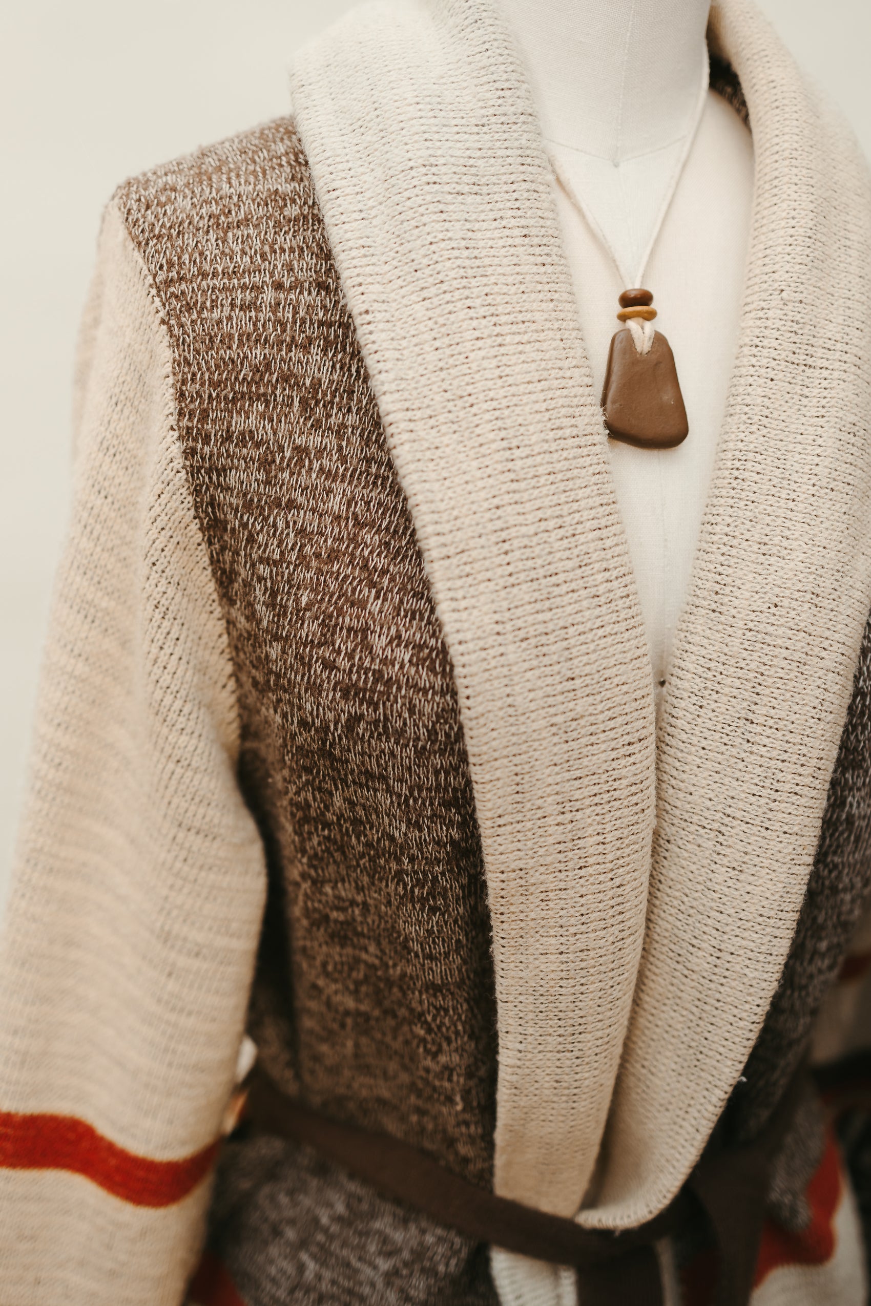 Southwestern-Inspired Belted Cardigan – Horses & Geometric Motif