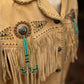 Vintage Suede Fringe Jacket with Beaded Medallions and Turquoise Studs *COMING SOON*