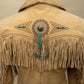Vintage Suede Fringe Jacket with Beaded Medallions and Turquoise Studs *COMING SOON*