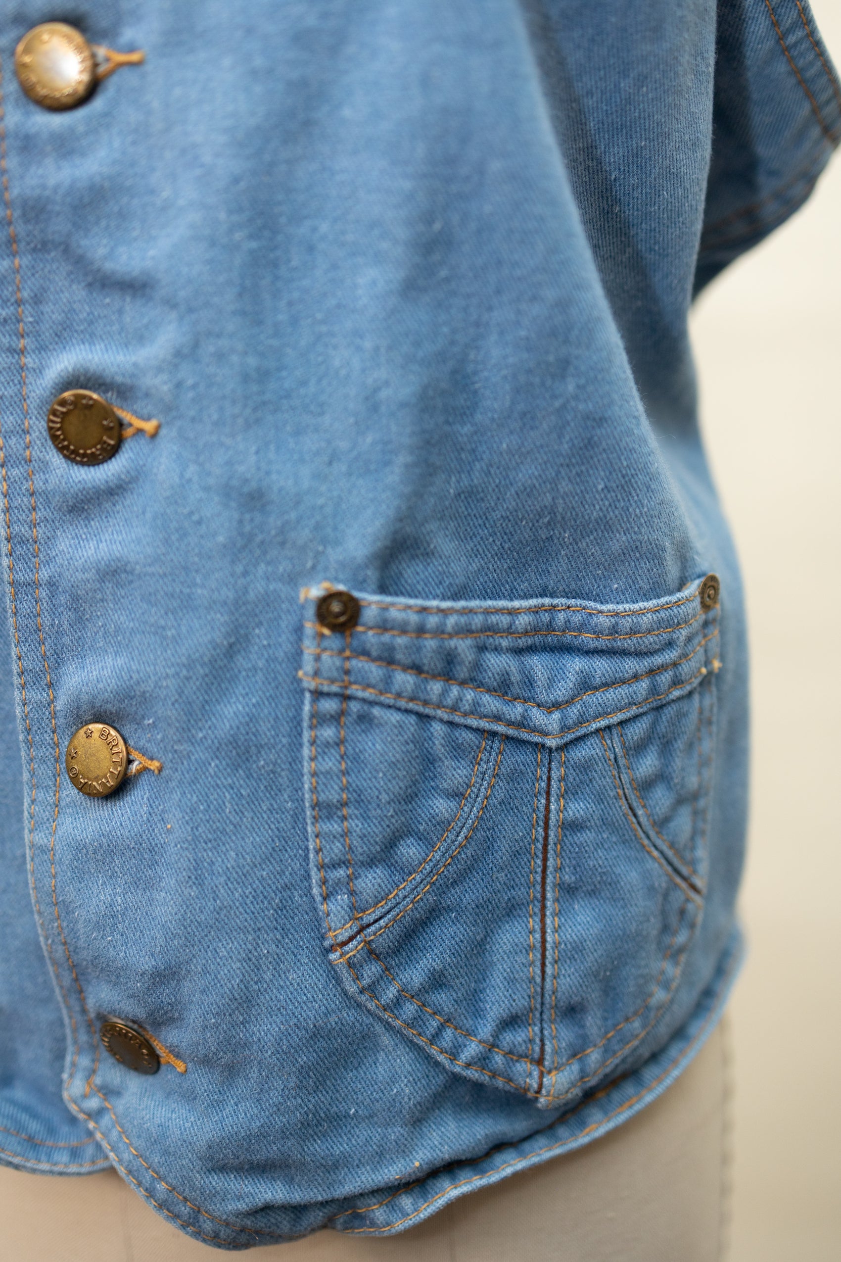 Vintage Denim Utility Vest – Adjustable Buckle Back