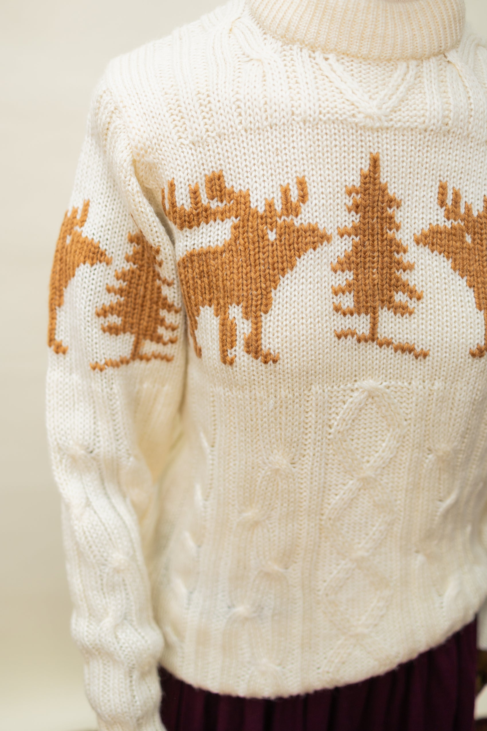 Vintage Moose Sweater – Cream & Caramel Wool