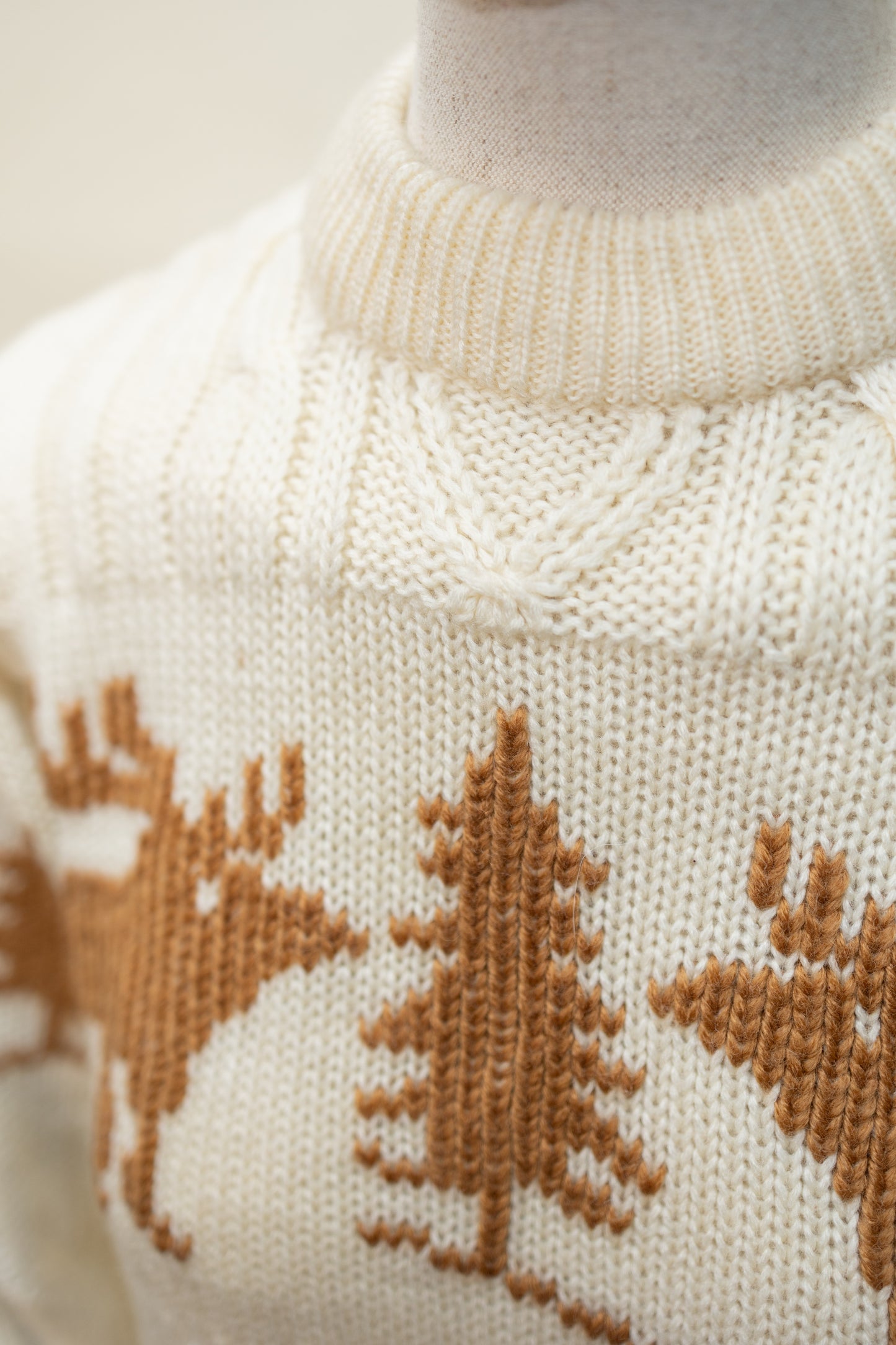Vintage Moose Sweater – Cream & Caramel Wool