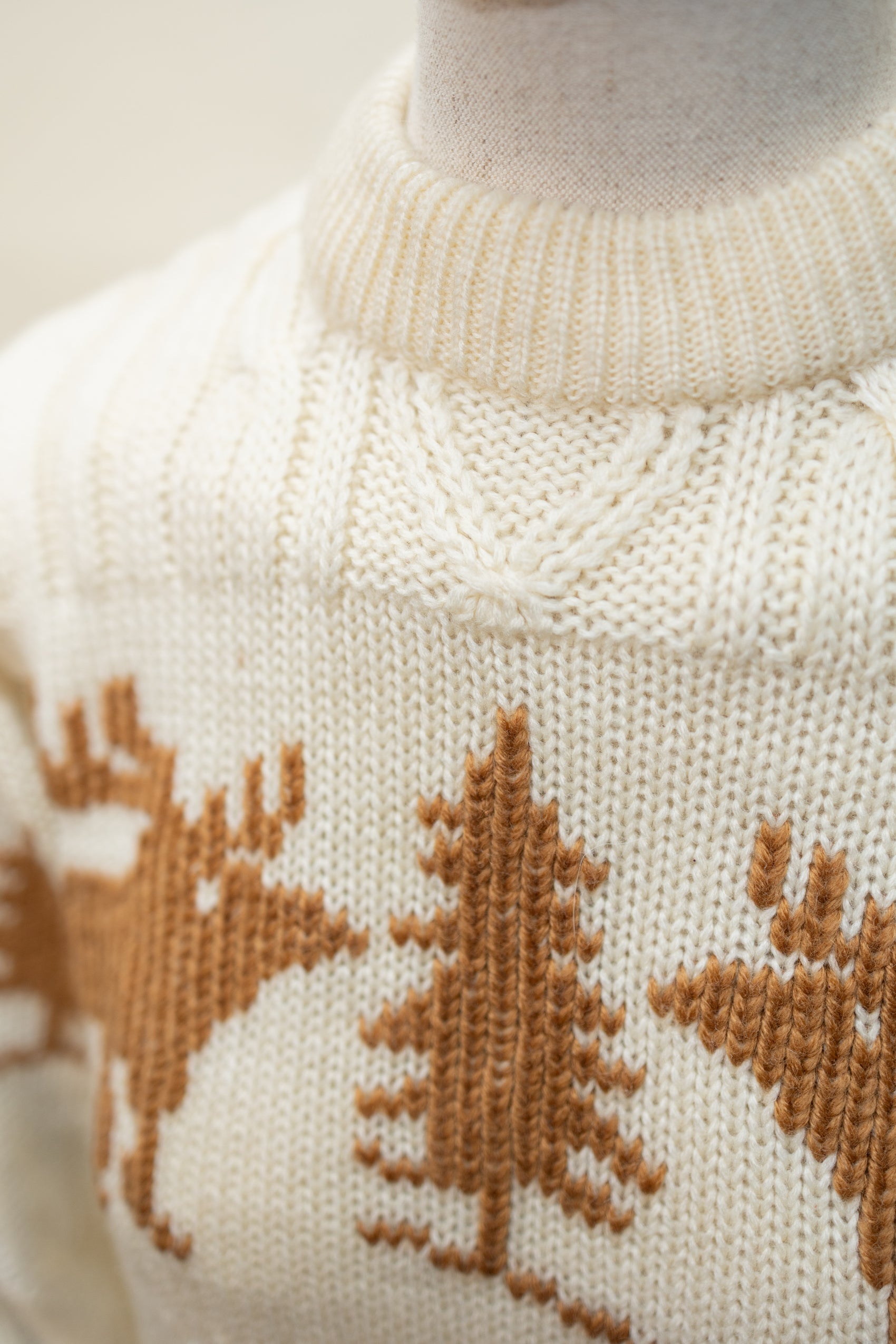 Vintage Moose Sweater – Cream & Caramel Wool