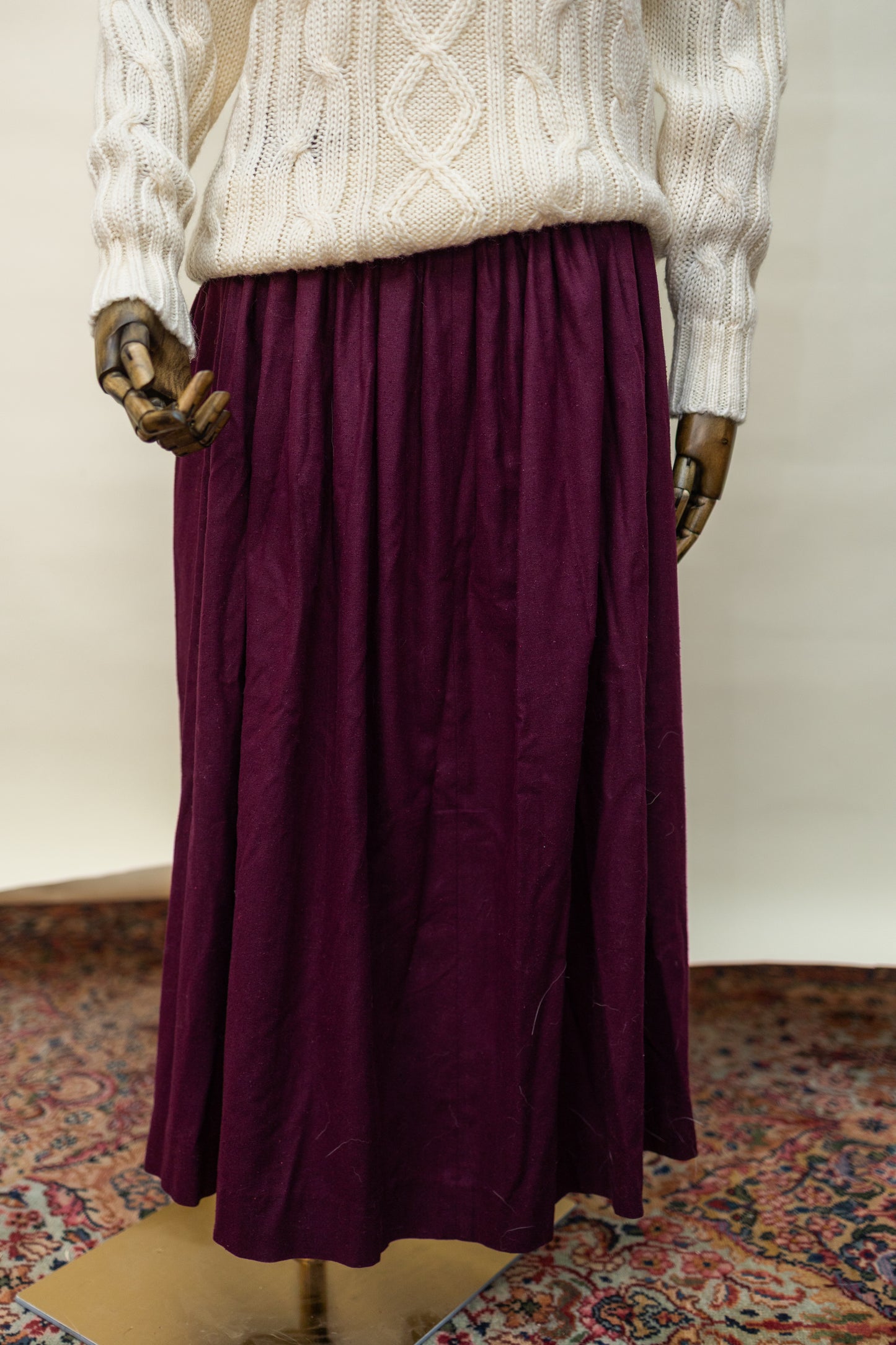 Plum Maxi Skirt – Button Front Silk
