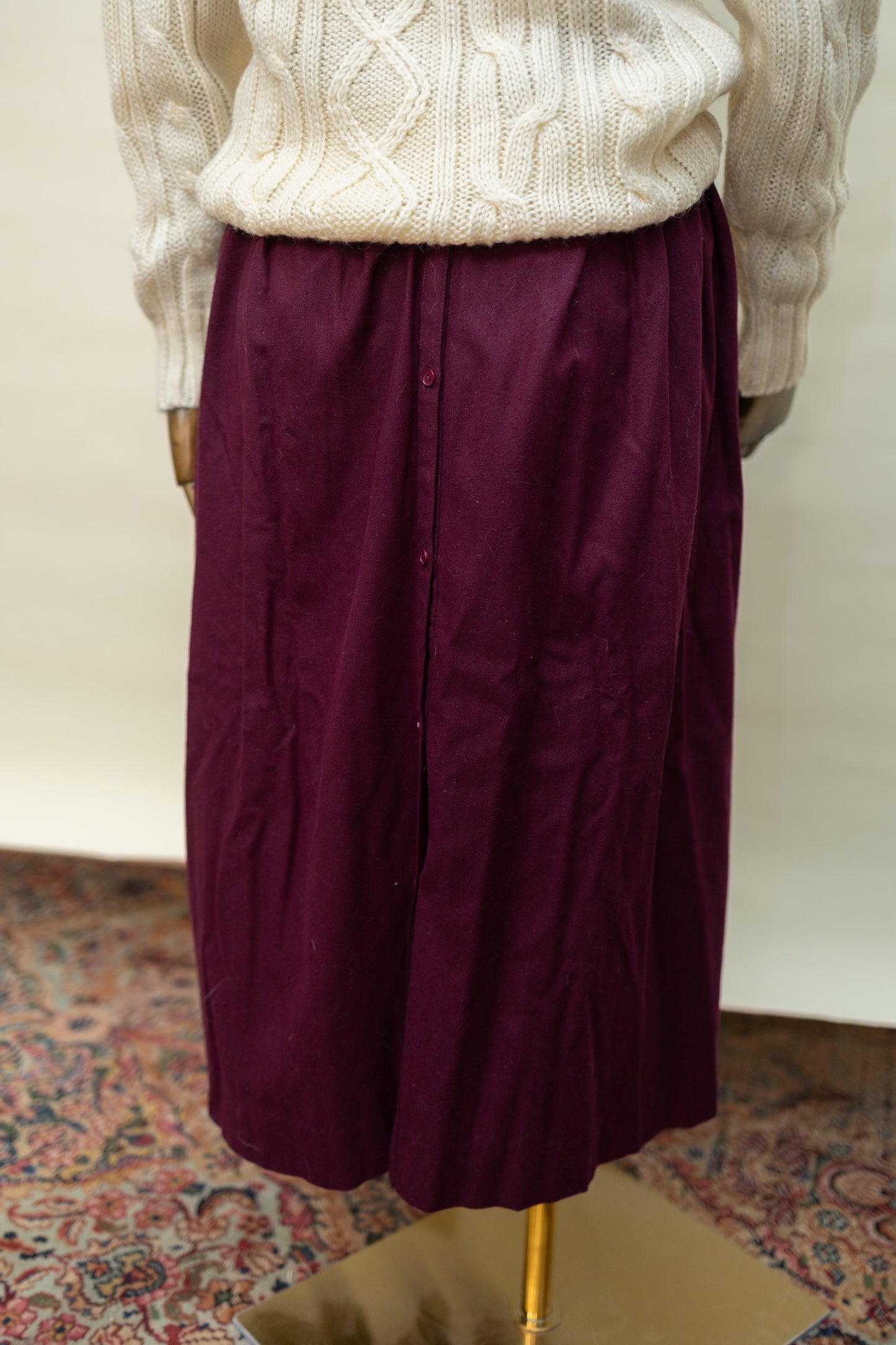 Plum Maxi Skirt – Button Front Silk