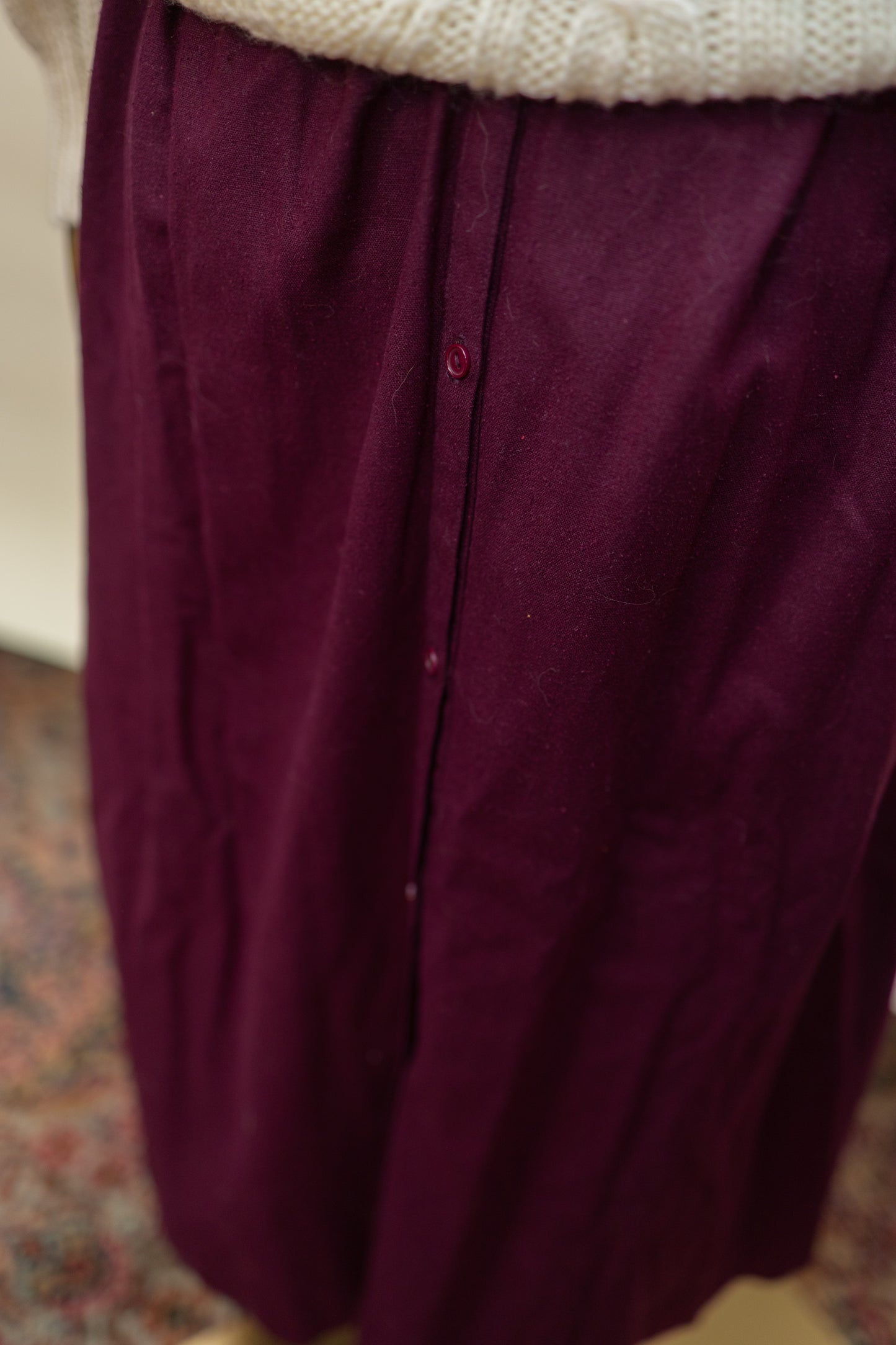 Plum Maxi Skirt – Button Front Silk