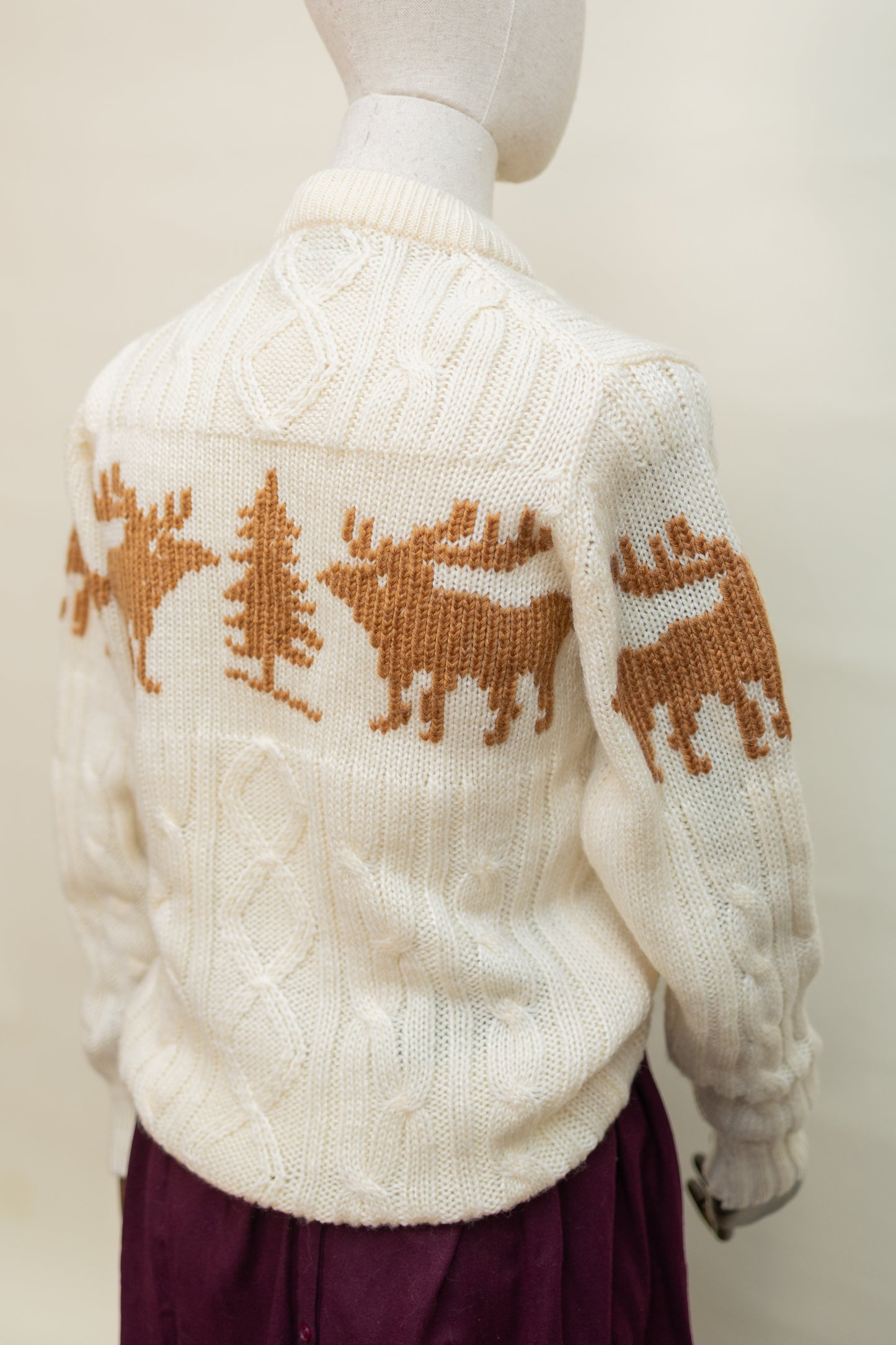 Vintage Moose Sweater – Cream & Caramel Wool