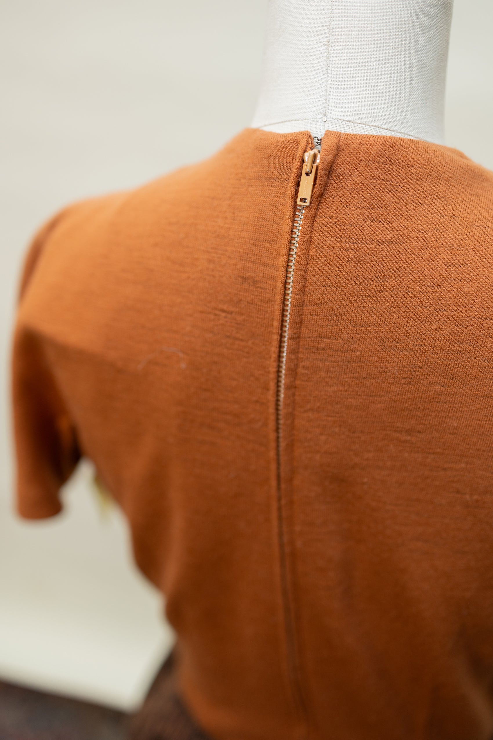 1950s Rust Wool Dress – Layered Bow Bodice & Textured Skirt *COMING SOON*